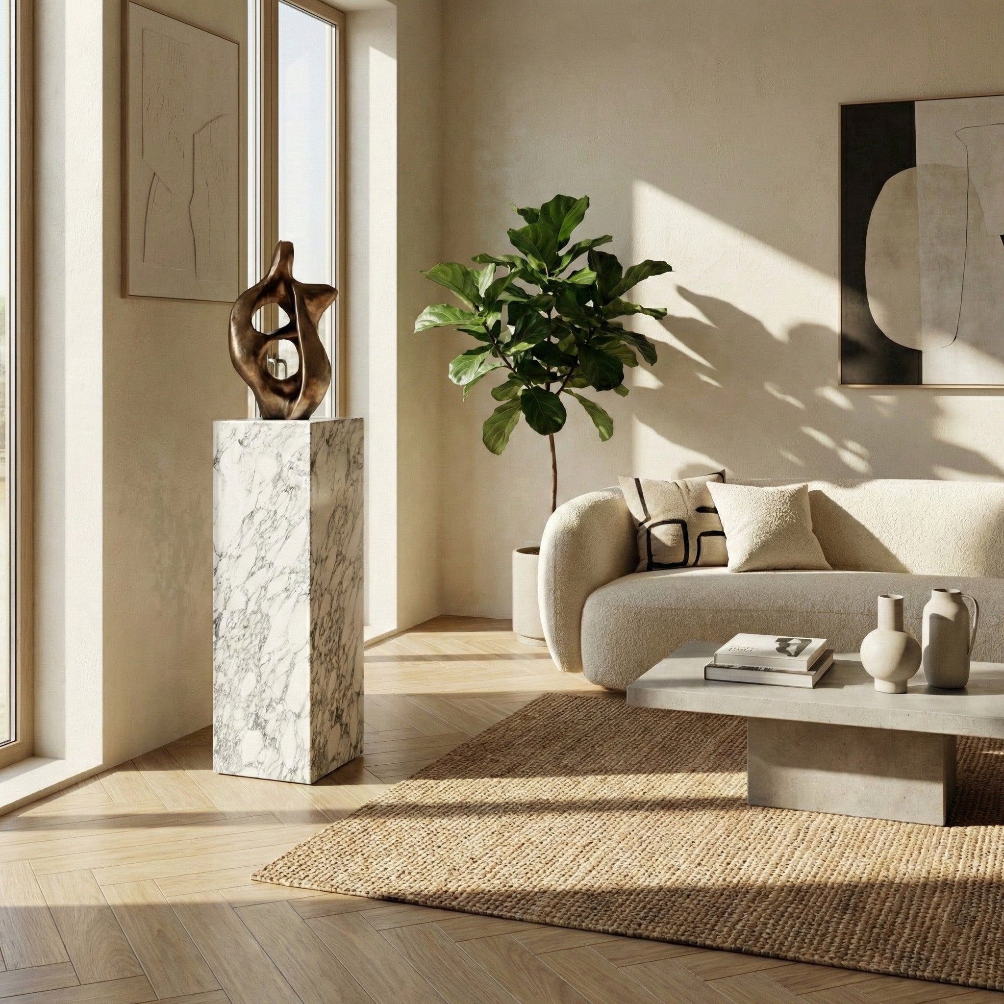 Arabescato Marble Pedestal Stand