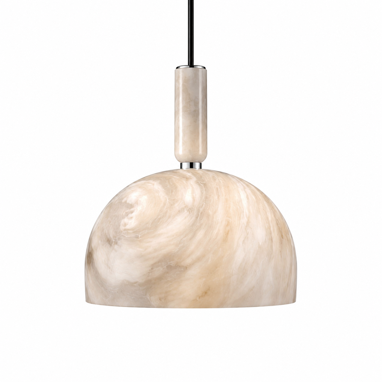 Atmospheric mood lighting featuring the VORELLI Aphrodite pendant, showcasing how the Italian architecture-inspired dome creates a sophisticated contemporary ambiance.
