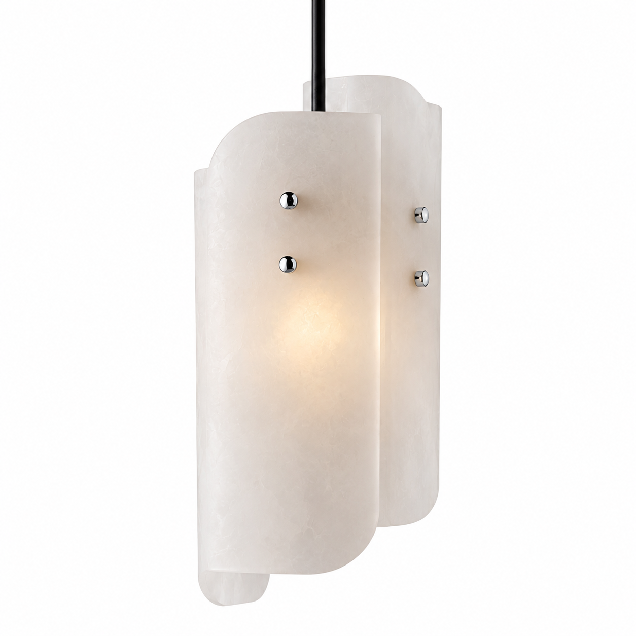 Atmospheric view of the Antonio marble pendant light, emphasizing its luxurious material texture and refined, minimalist design aesthetic.