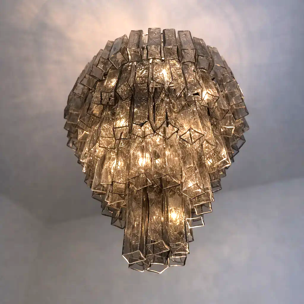 VORELLI Siena Squares Murano Glass Staircase Chandelier - Squares Murano Glass image 5