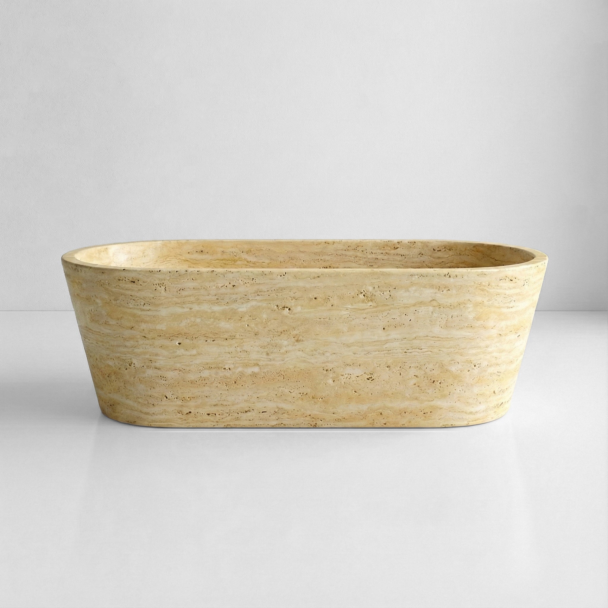 Beige Travertine Freestanding Bathtub - Tapered