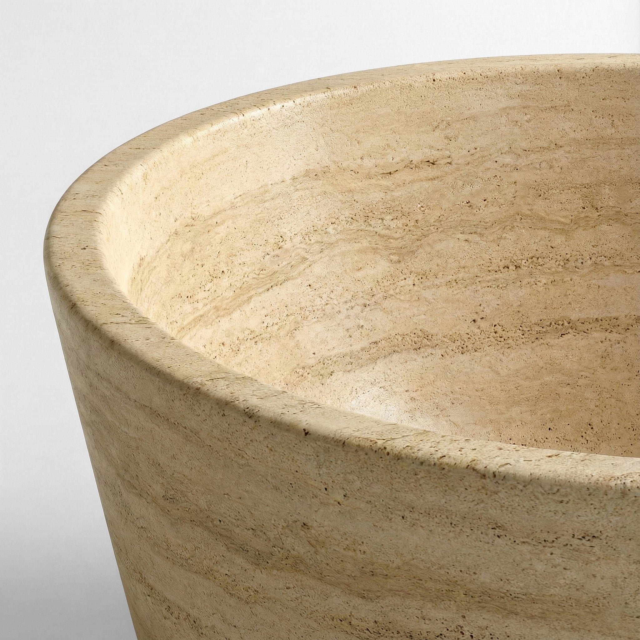 Beige Travertine Freestanding Bathtub - Tapered
