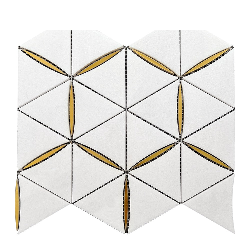 Bianco Carrara Metal Waterjet Marble Mosaic Tile clean marble tile image by VORELLI