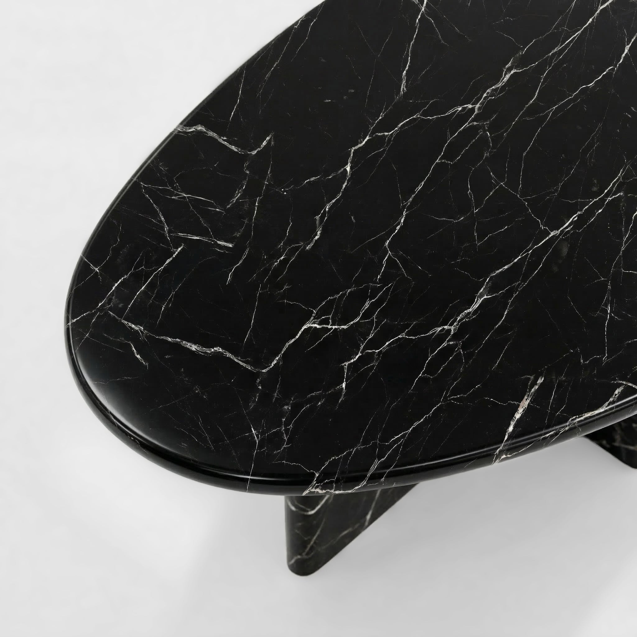 Black Marquina Marble Coffee Table - Pebble
