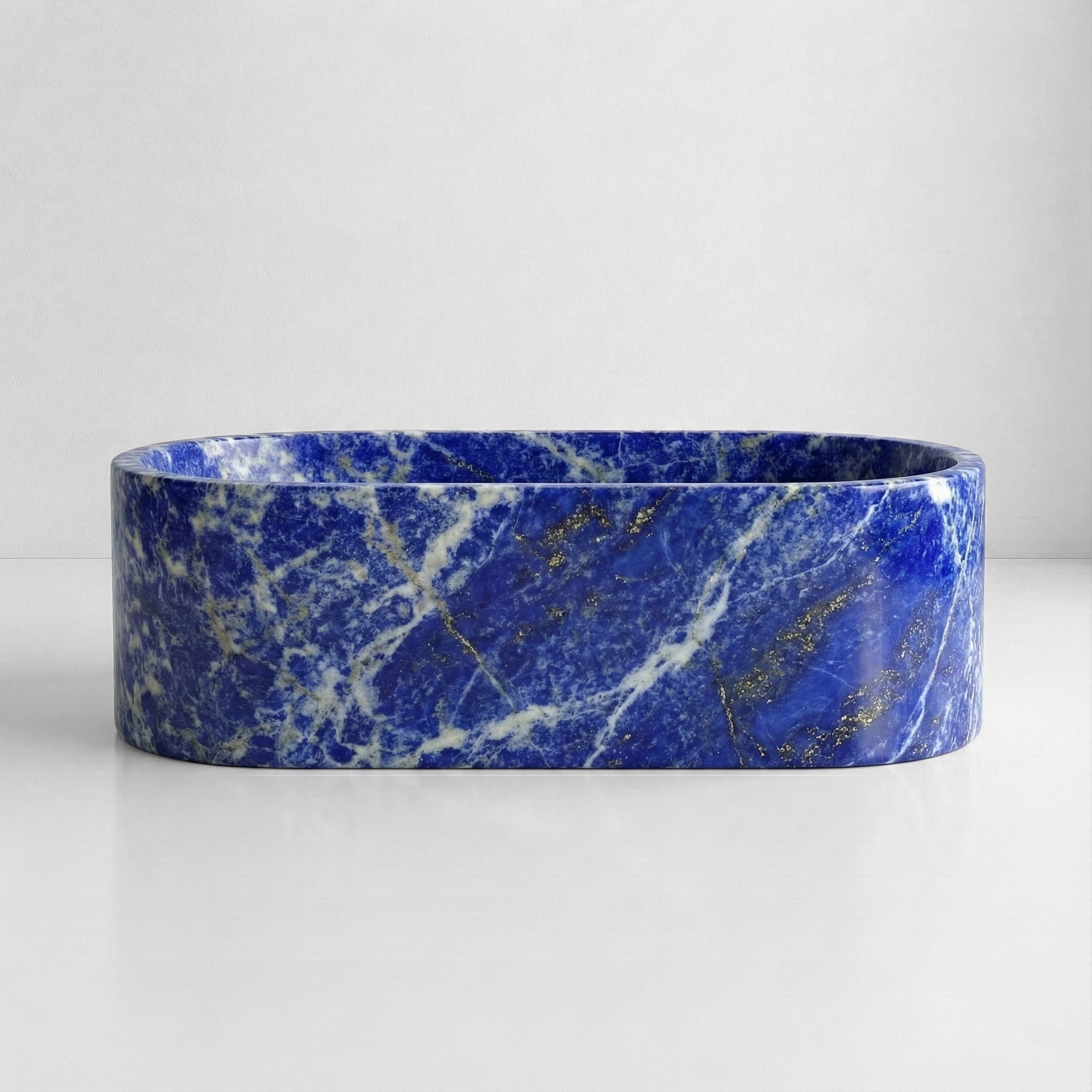Blue Sodalite Marble Freestanding Bathtub - Elliptical