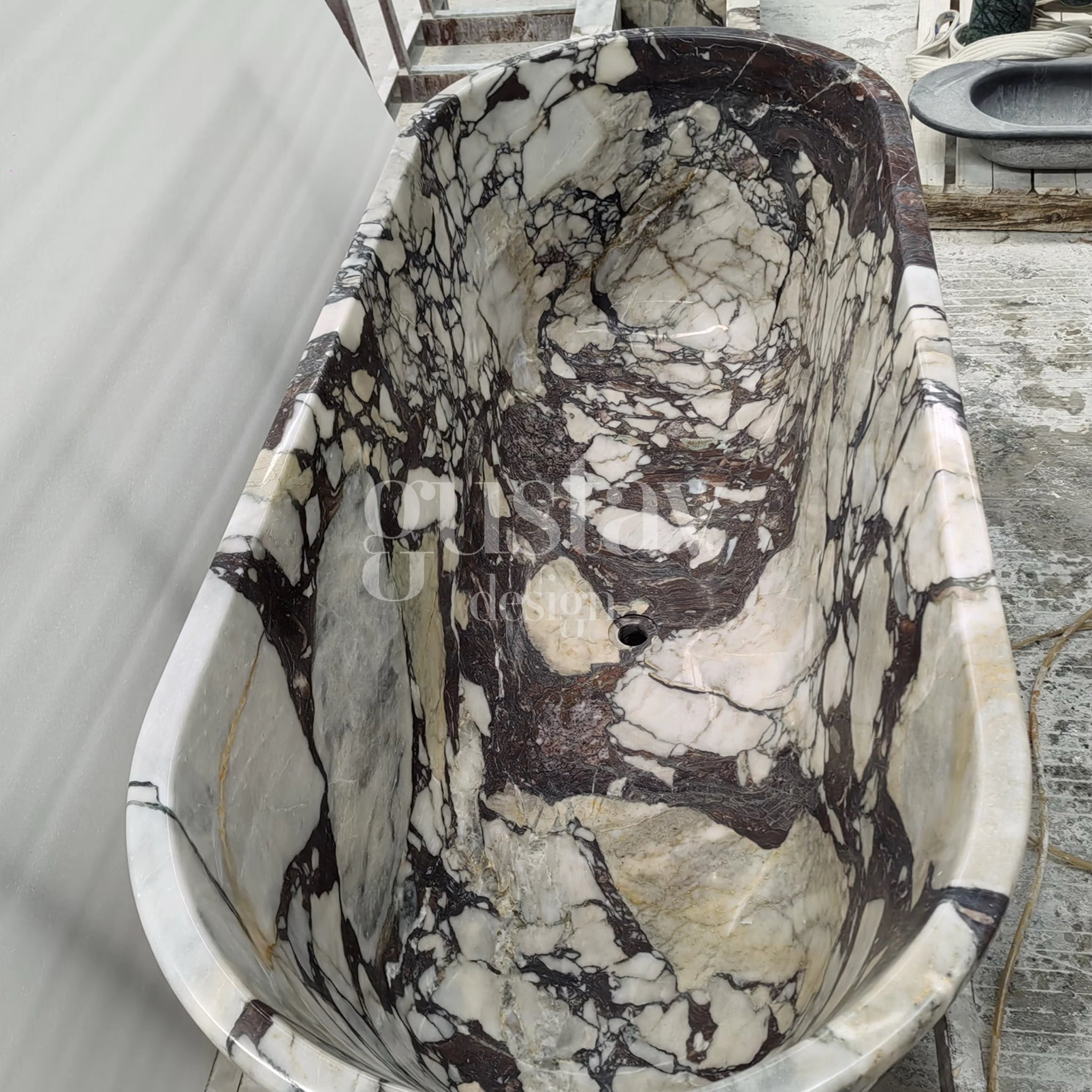 Calacatta Viola Extra Marble Freestanding Bathtub - Tapered