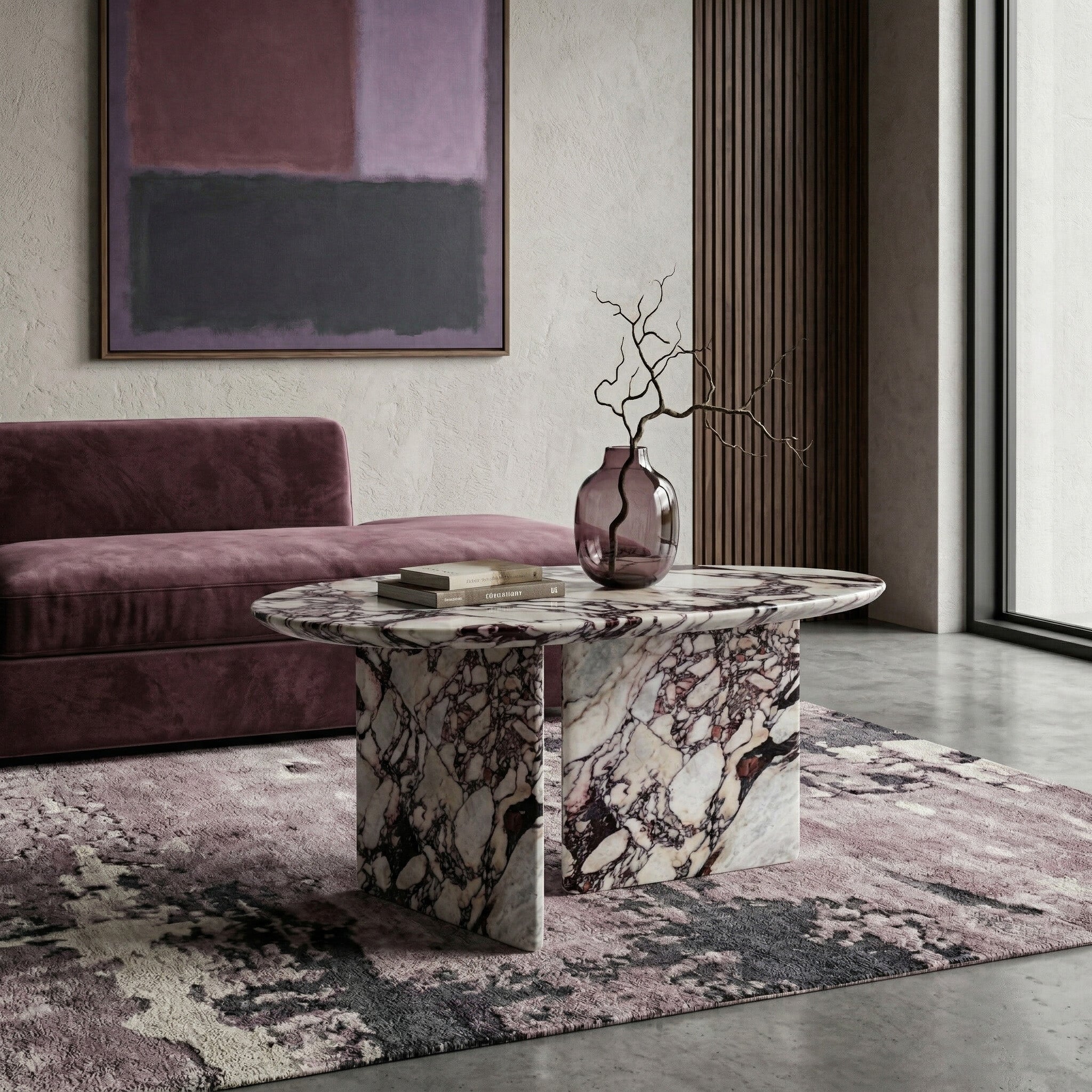 Calacatta Viola Marble Coffee Table - Pebble