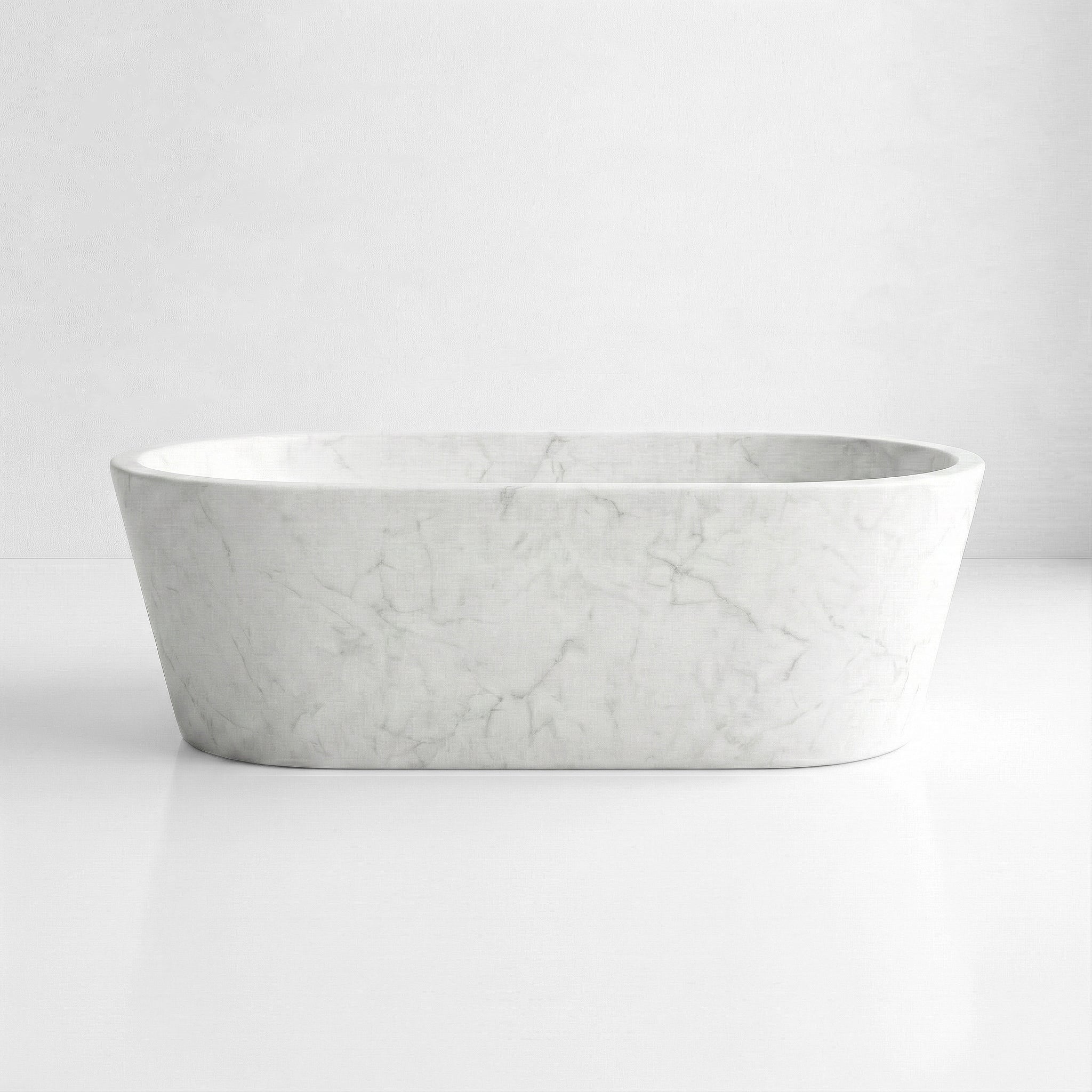 White Carrara Marble Freestanding Bathtub - Tapered