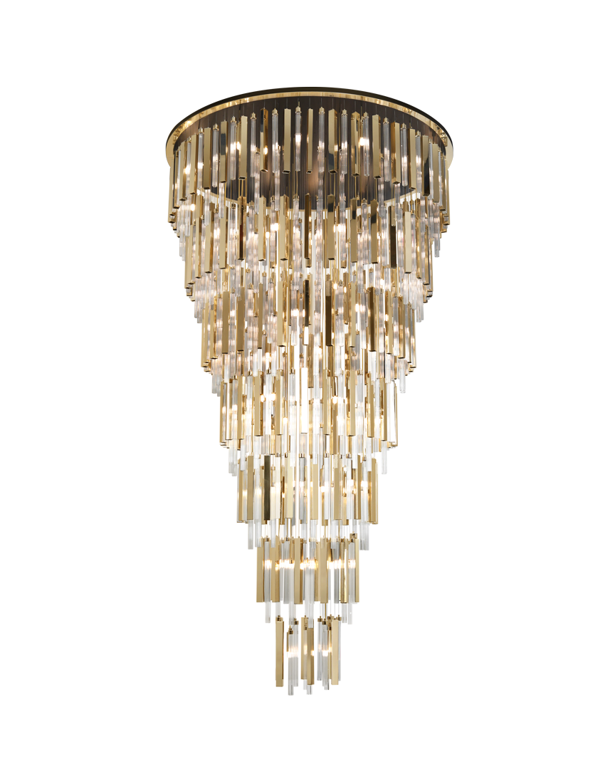 VORELLI® Blaze Luxury Pendant Staircase Chandelier styled within a refined luxury interior