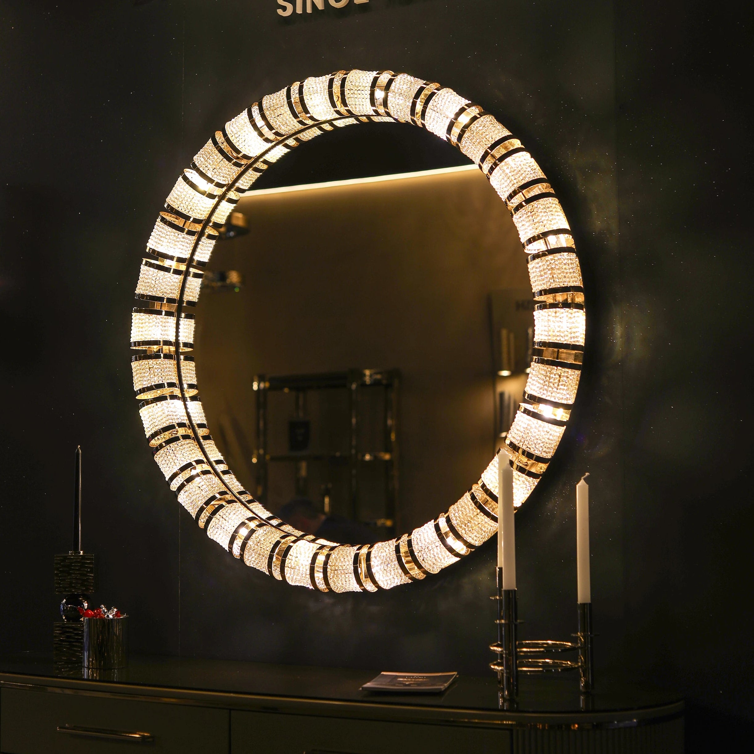 VORELLI® Leviev Luxury Mirror styled within a refined luxury interior