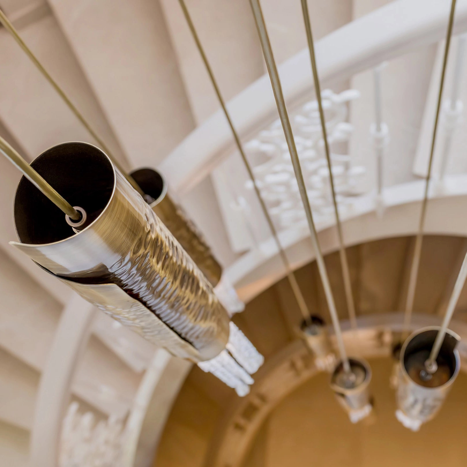 Close-up detail of VORELLI® Avolto Luxury Pendant Staircase Chandelier showing luxury finish and craftsmanship
