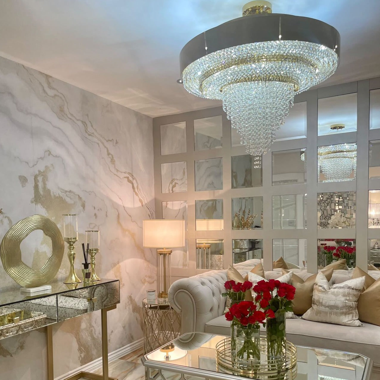 champs elysees chandelier elegant installation in luxury space