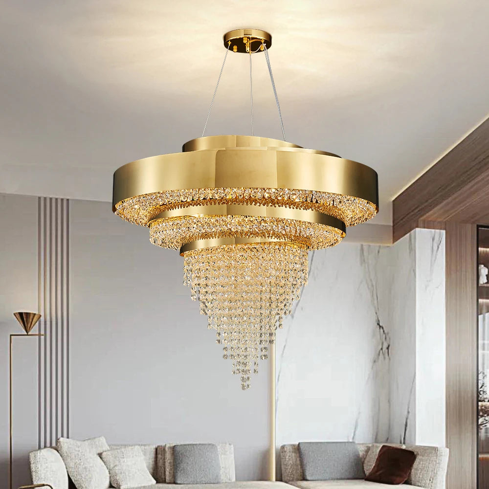 champs elysees circular chandelier front view luxury crystal design