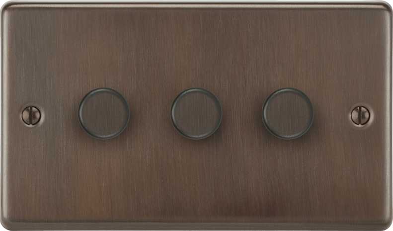 Close-up of the smooth dimming mechanism on a VORELLI antique-style switch.