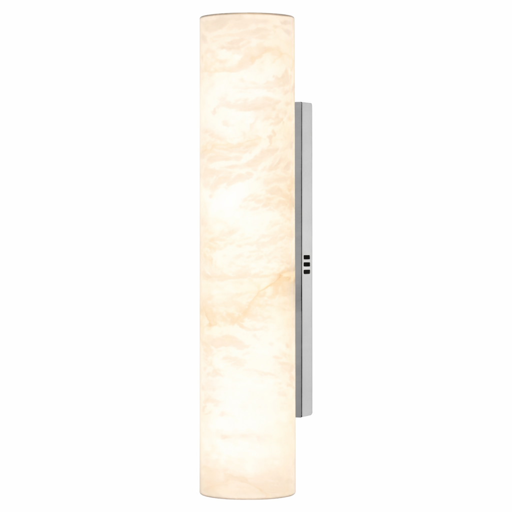 Close-up shot focusing on the exquisite textured finish and premium metallic accents of the Alvara Marble Wall Light.