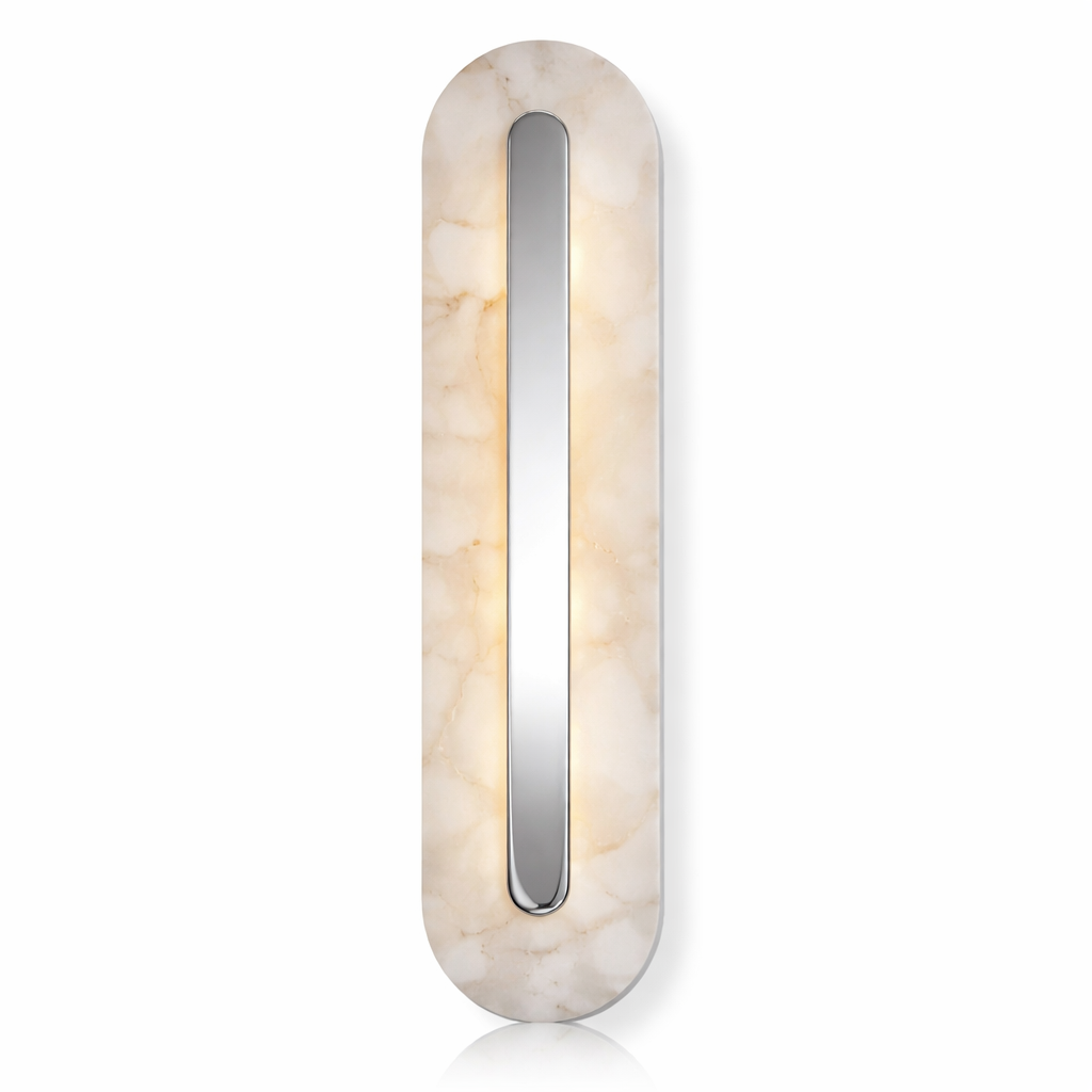 Close-up view emphasizing the architectural purity and exquisite craftsmanship of the Treviso scone's marble texture and gold metallic accents.