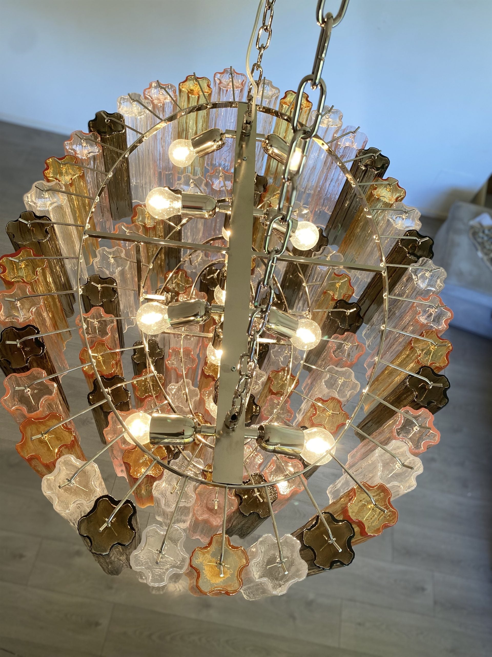 VORELLI Paolina Tronchi Murano Glass Rectangular Chandelier - Tronchi Murano Glass image 5