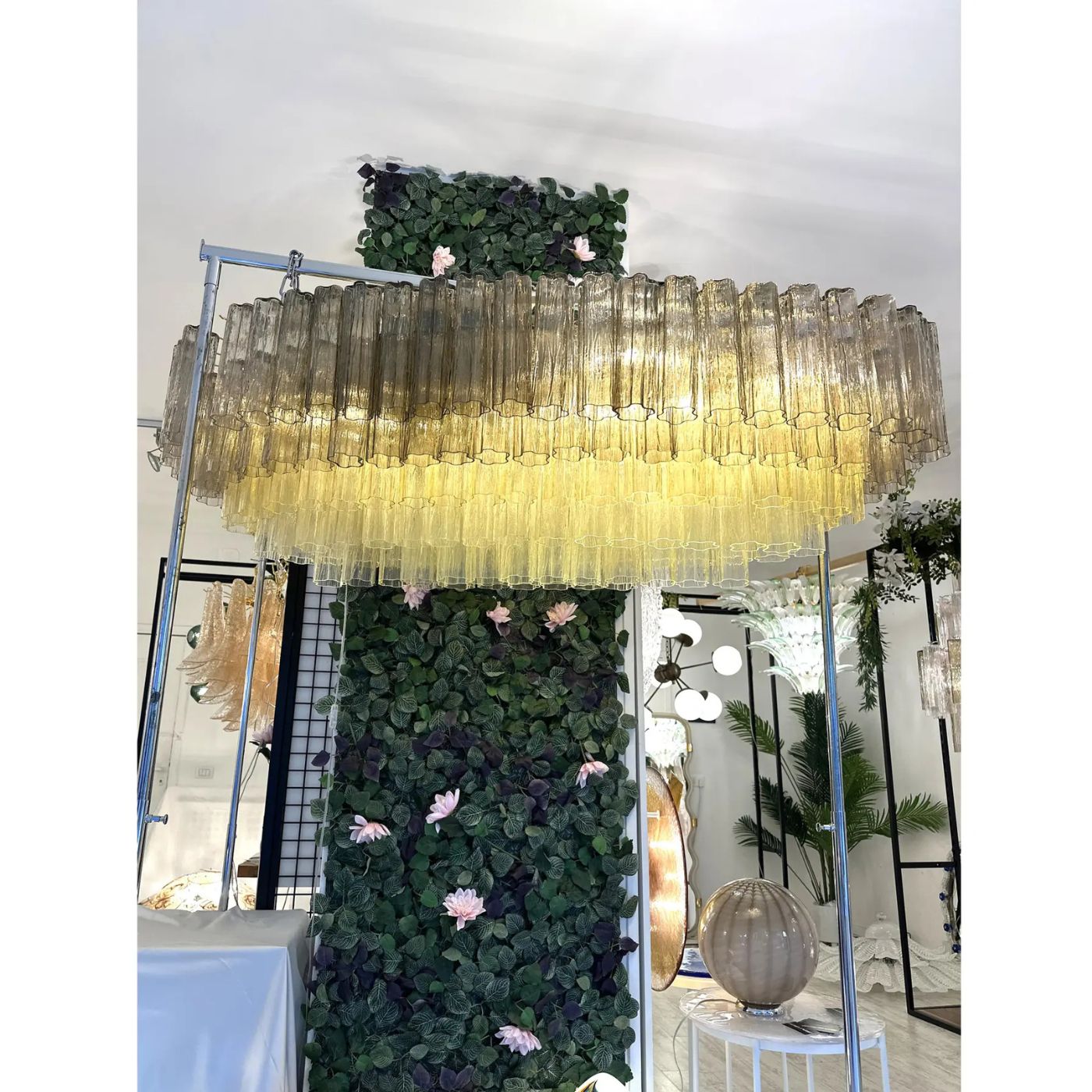 VORELLI Amalfi Tronchi Murano Glass Rectangular Chandelier - Tronchi Murano Glass image 7