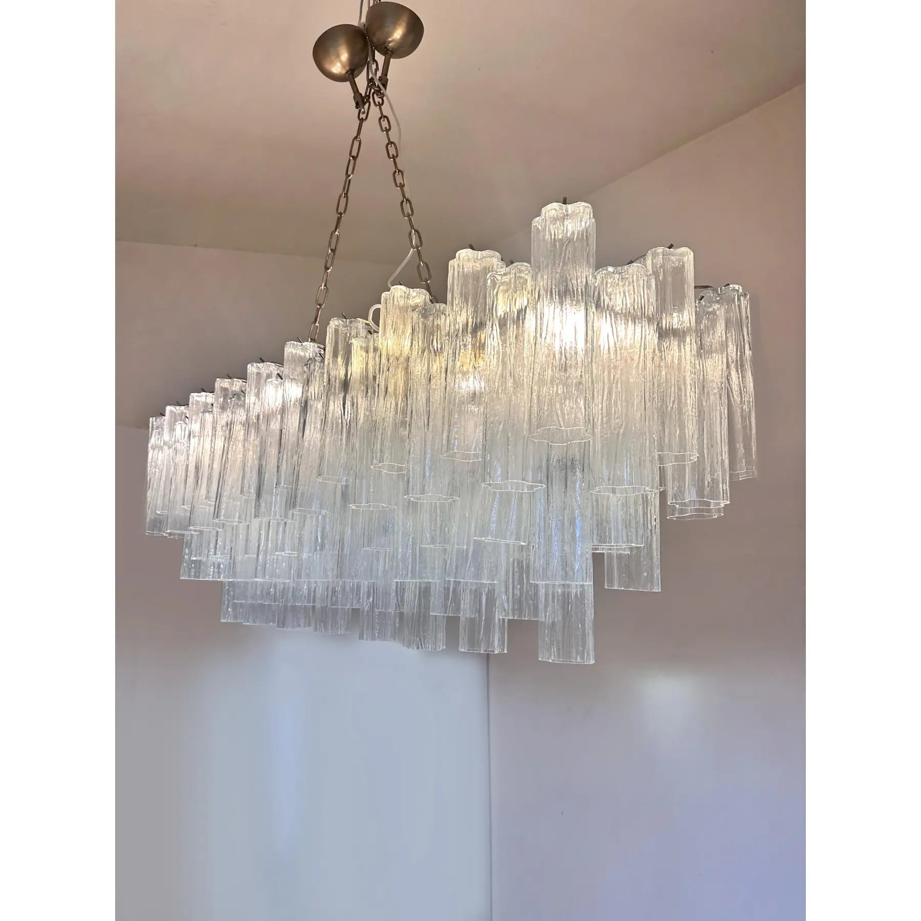 VORELLI Maddalena Tronchi Murano Glass Rectangular Chandelier - Tronchi Murano Glass image 5