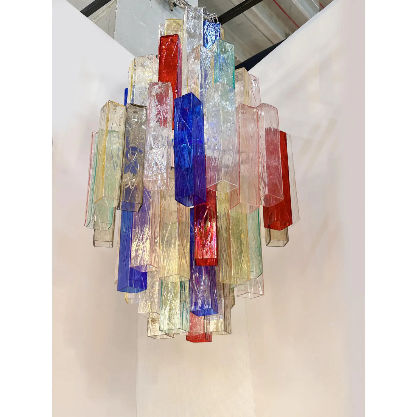 VORELLI Siracusa Squares Murano Glass Staircase Chandelier - Squares Murano Glass image 3