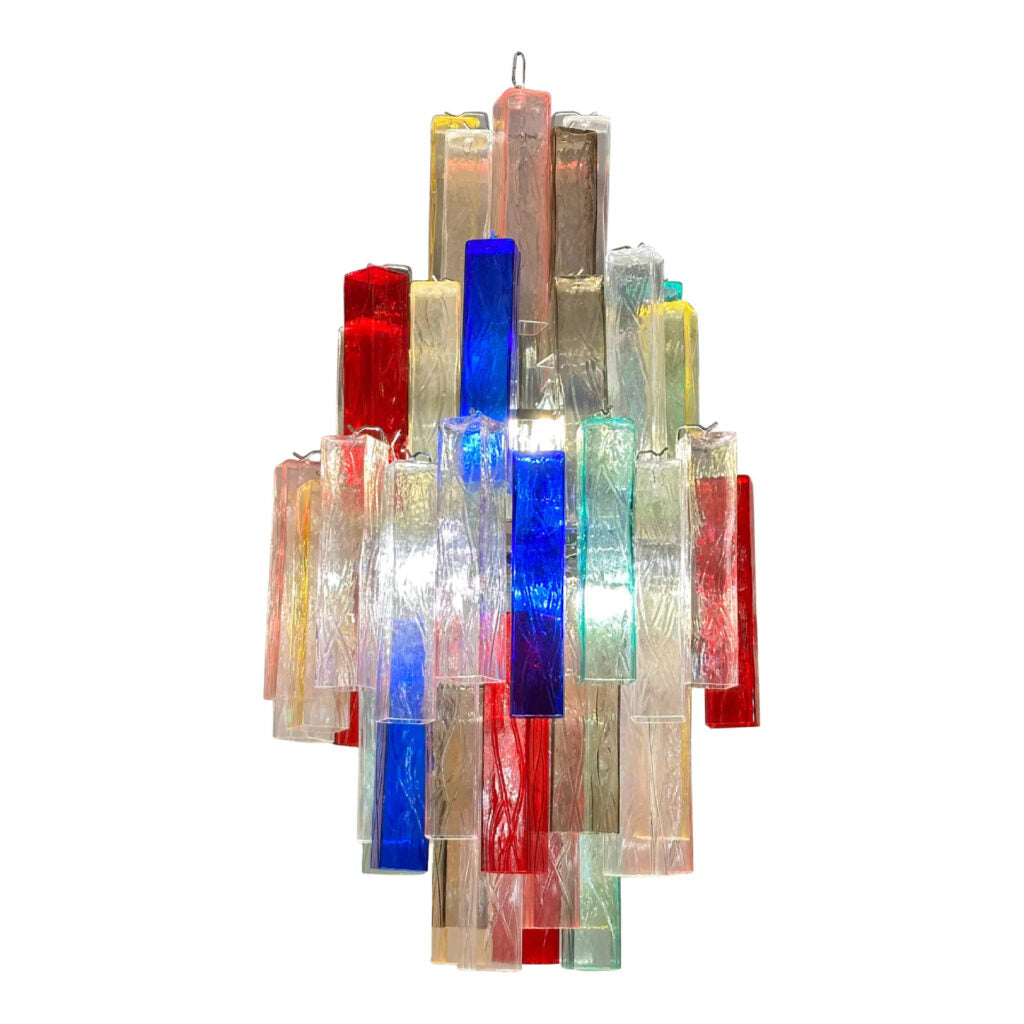 VORELLI Siracusa Squares Murano Glass Staircase Chandelier - Squares Murano Glass image 1