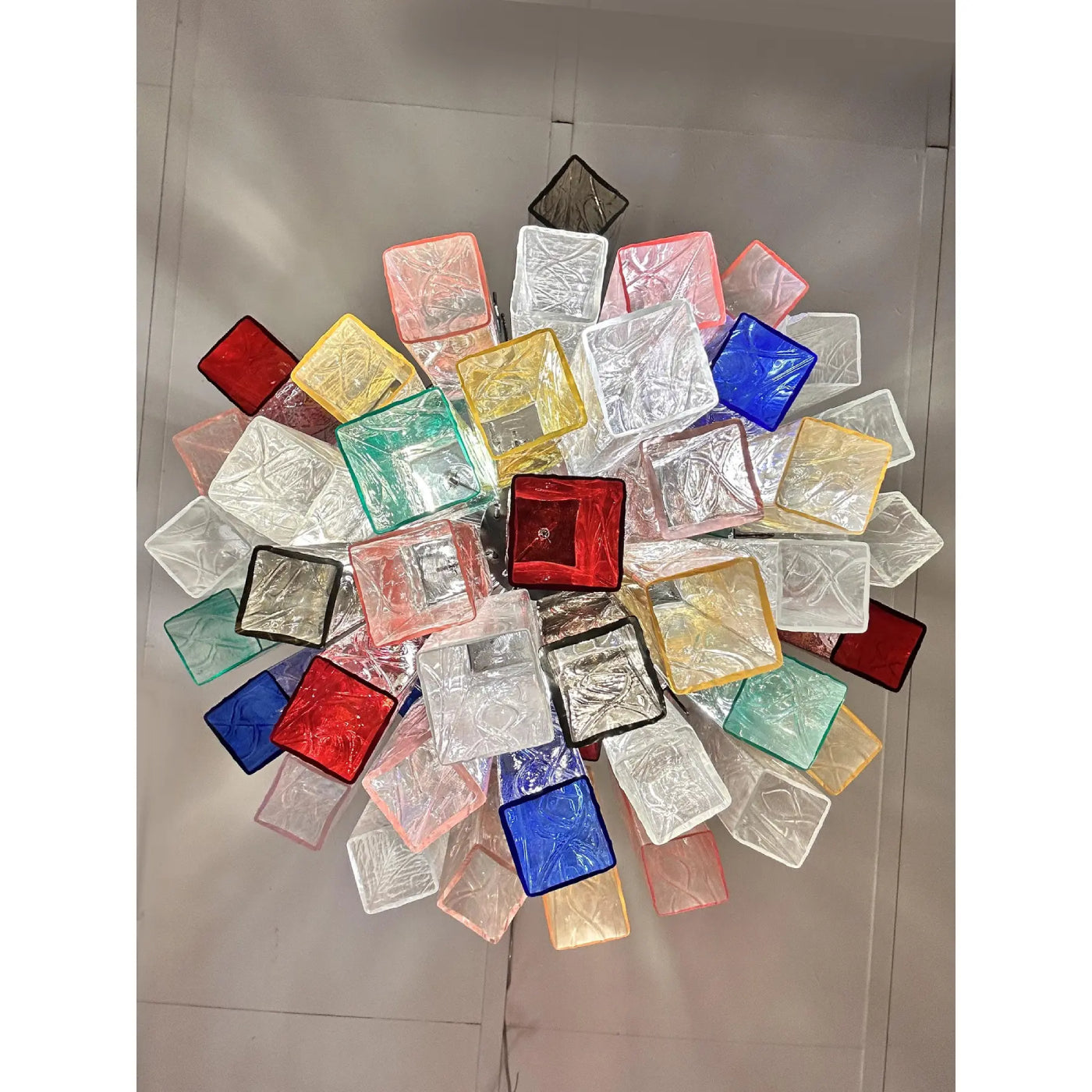 VORELLI Siracusa Squares Murano Glass Staircase Chandelier - Squares Murano Glass image 8