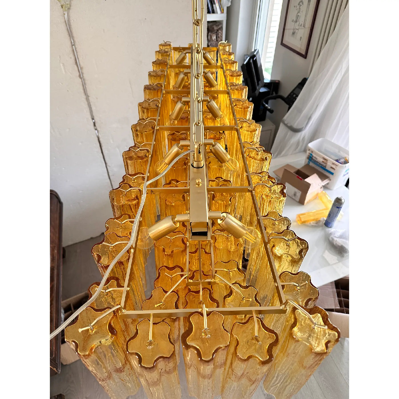 VORELLI Burano Tronchi Murano Glass Rectangular Chandelier - Tronchi Murano Glass image 3
