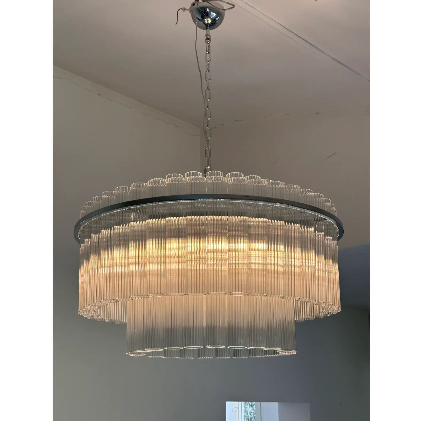 VORELLI Bianca Tronchi Murano Glass Staircase Chandelier - Tronchi Murano Glass image 8