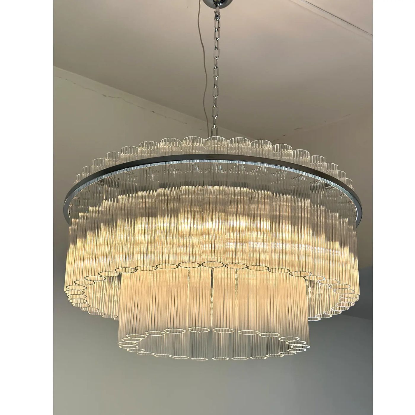 VORELLI Bianca Tronchi Murano Glass Staircase Chandelier - Tronchi Murano Glass image 6