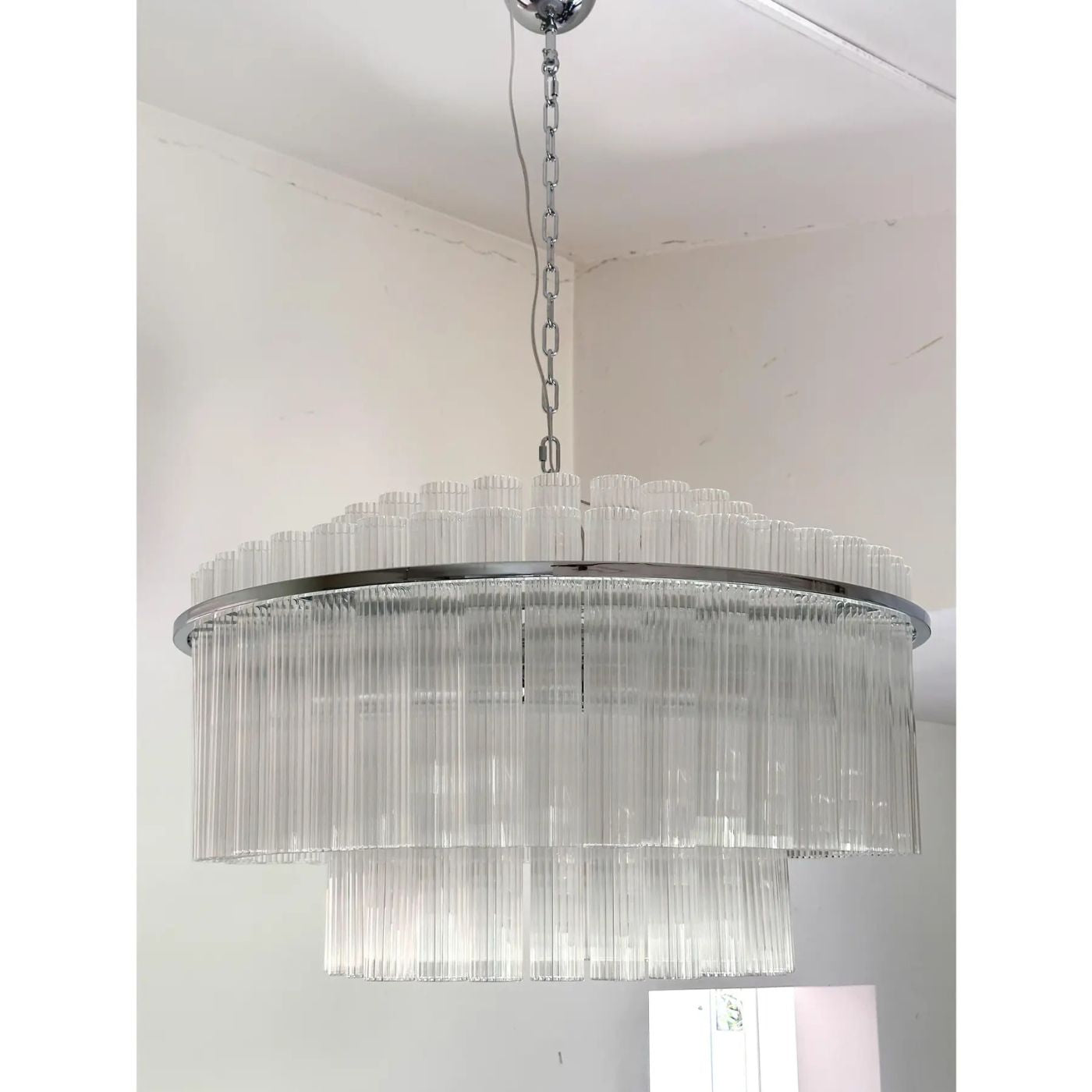 VORELLI Bianca Tronchi Murano Glass Staircase Chandelier - Tronchi Murano Glass image 3
