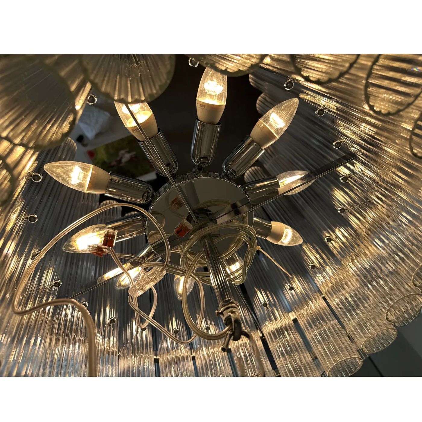 VORELLI Bianca Tronchi Murano Glass Staircase Chandelier - Tronchi Murano Glass image 4