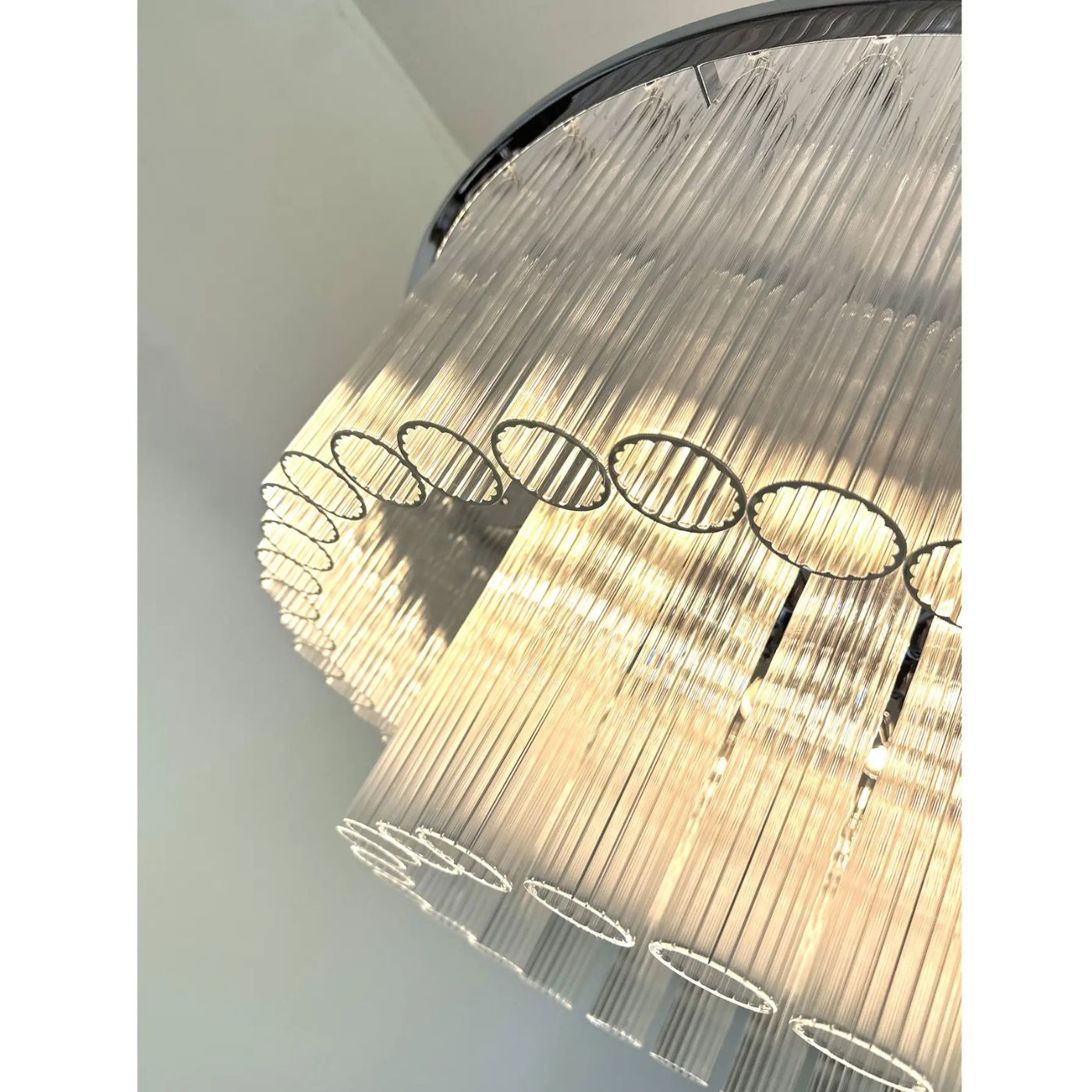 VORELLI Bianca Tronchi Murano Glass Staircase Chandelier - Tronchi Murano Glass image 7