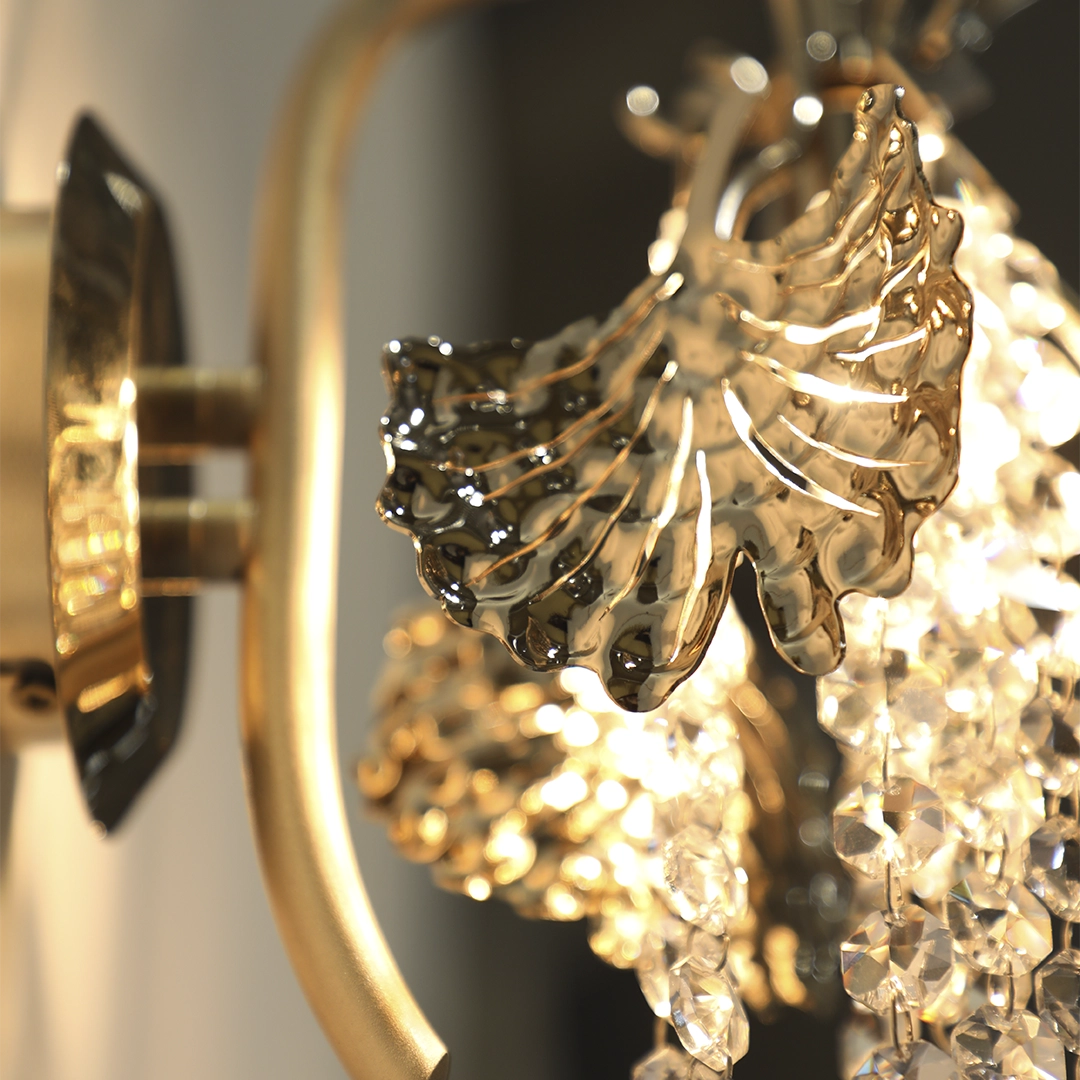 Close-up detail of VORELLI® Tuscania Luxury Wall Light showing luxury finish and craftsmanship