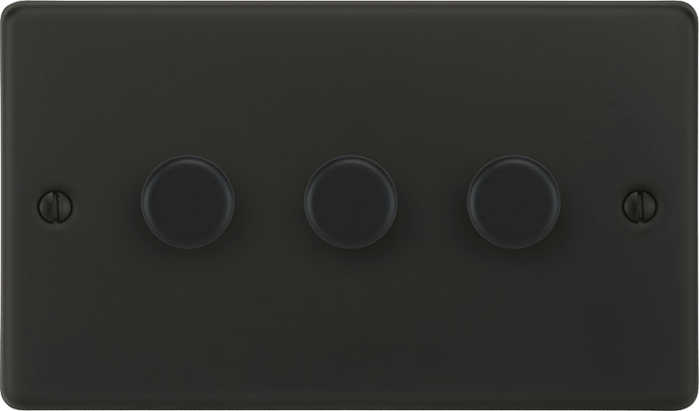 Detailed texture capture of the ornate Victorian-inspired dimmer plate finish.