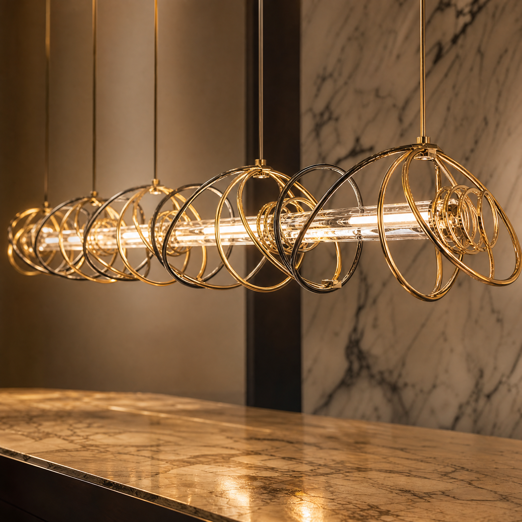 Galaxy Luxury Rectangular Chandelier close-up craftsmanship detail image by VORELLI