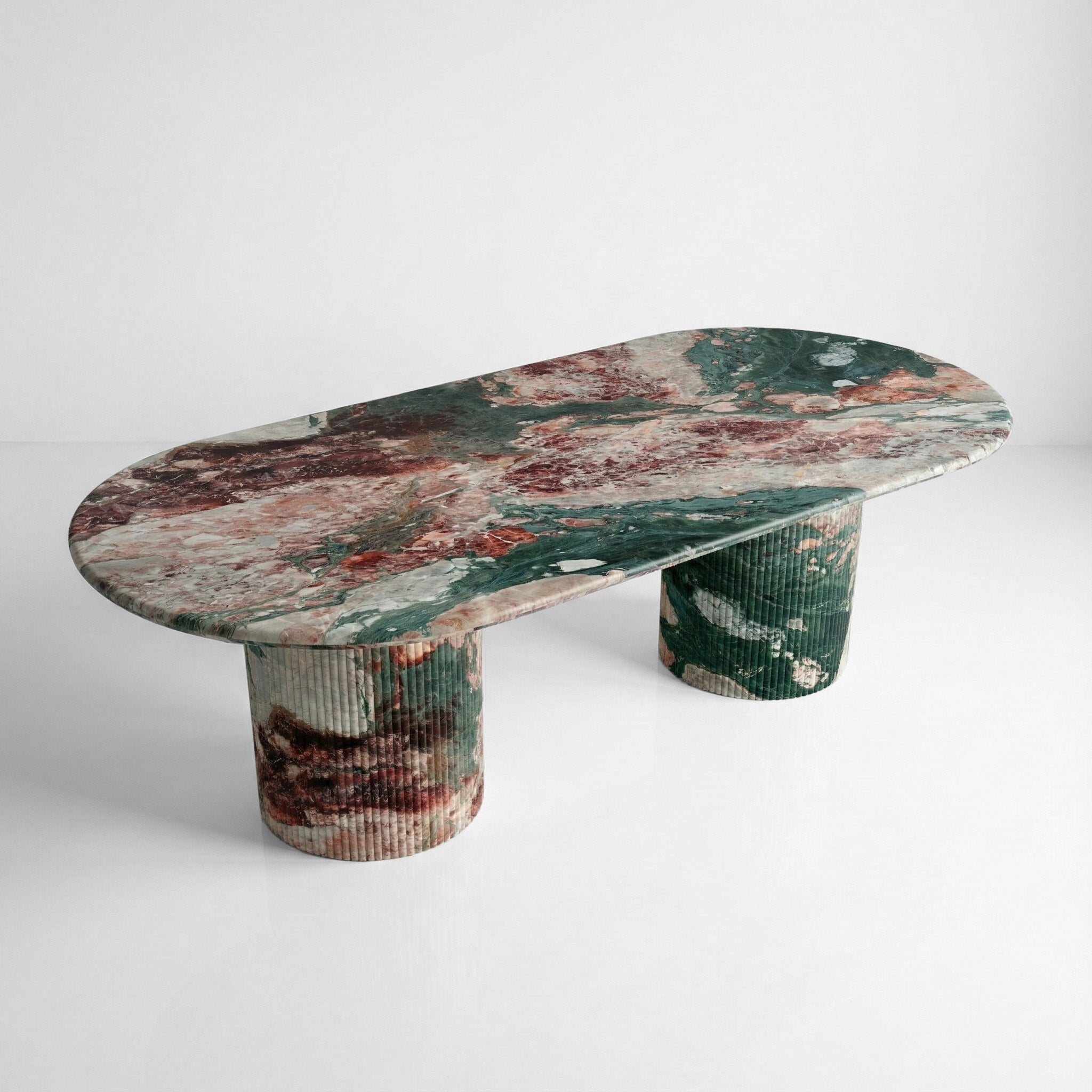 Four Seasons Marble Oval Dining Table - Fluted
