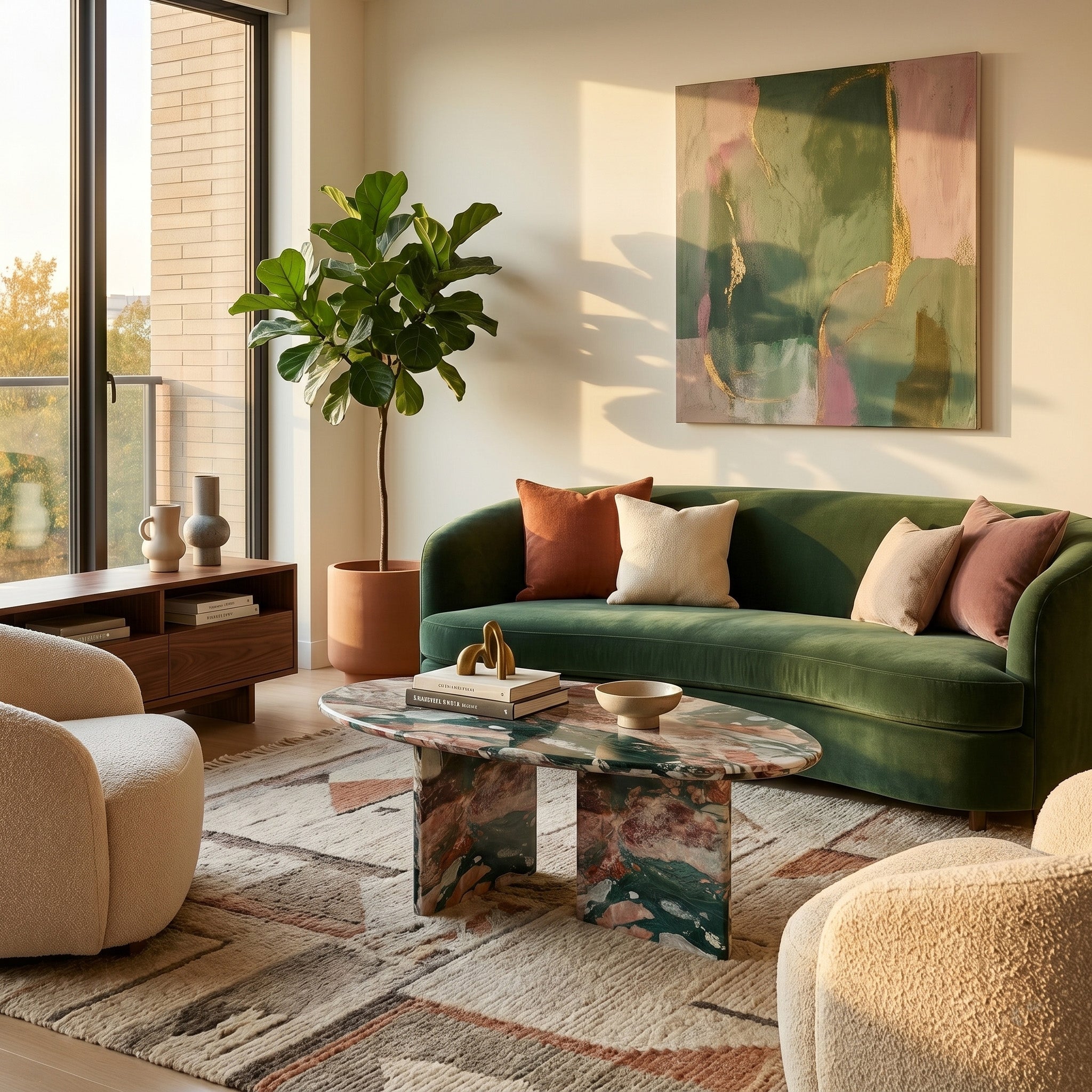 Four Seasons Marble Coffee Table - Pebble