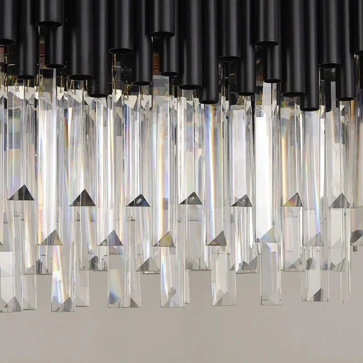 Architectural frame detail of the Gotham rectangular chandelier design