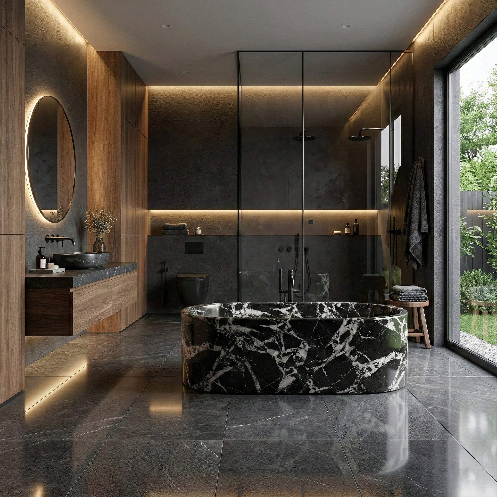 Grand Antique Marble Freestanding Bathtub - Elliptical