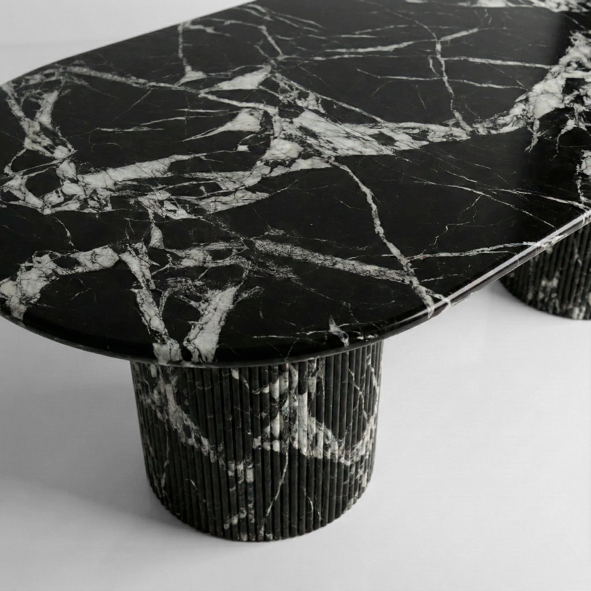 Grand Antique Marble Oval Dining Table - Fluted