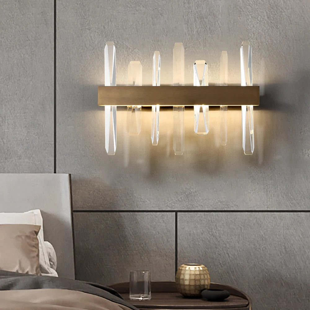 Grantchester Wall Light II featuring diamond cut faceted crystals in a contemporary luxury interior