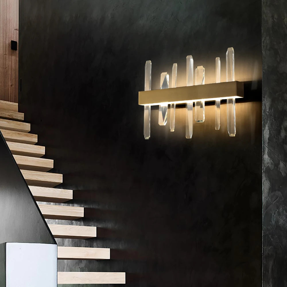 Grantchester Wall Light II installed along a staircase creating architectural ambient lighting