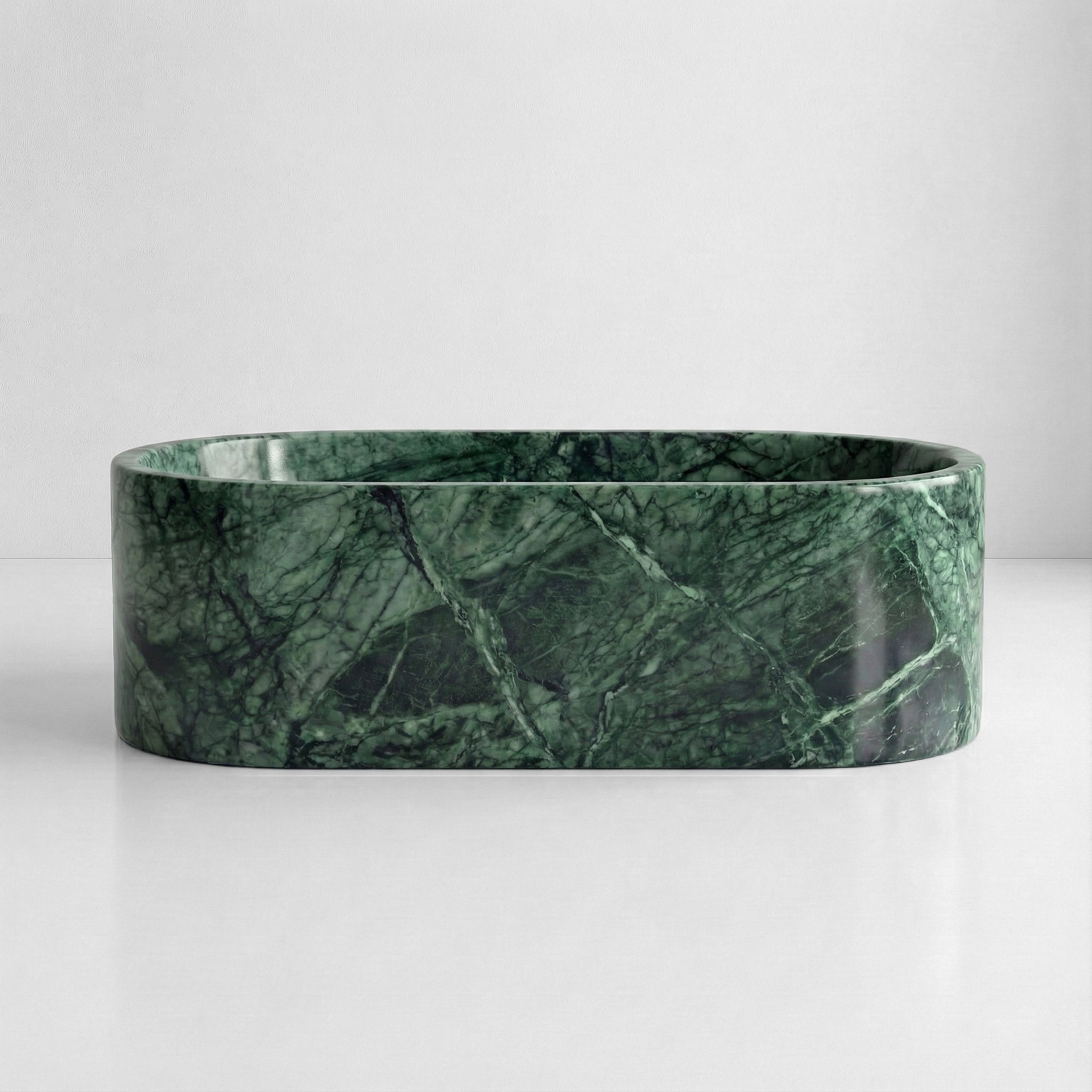 Green Guatemala Marble Freestanding Bathtub - Elliptical
