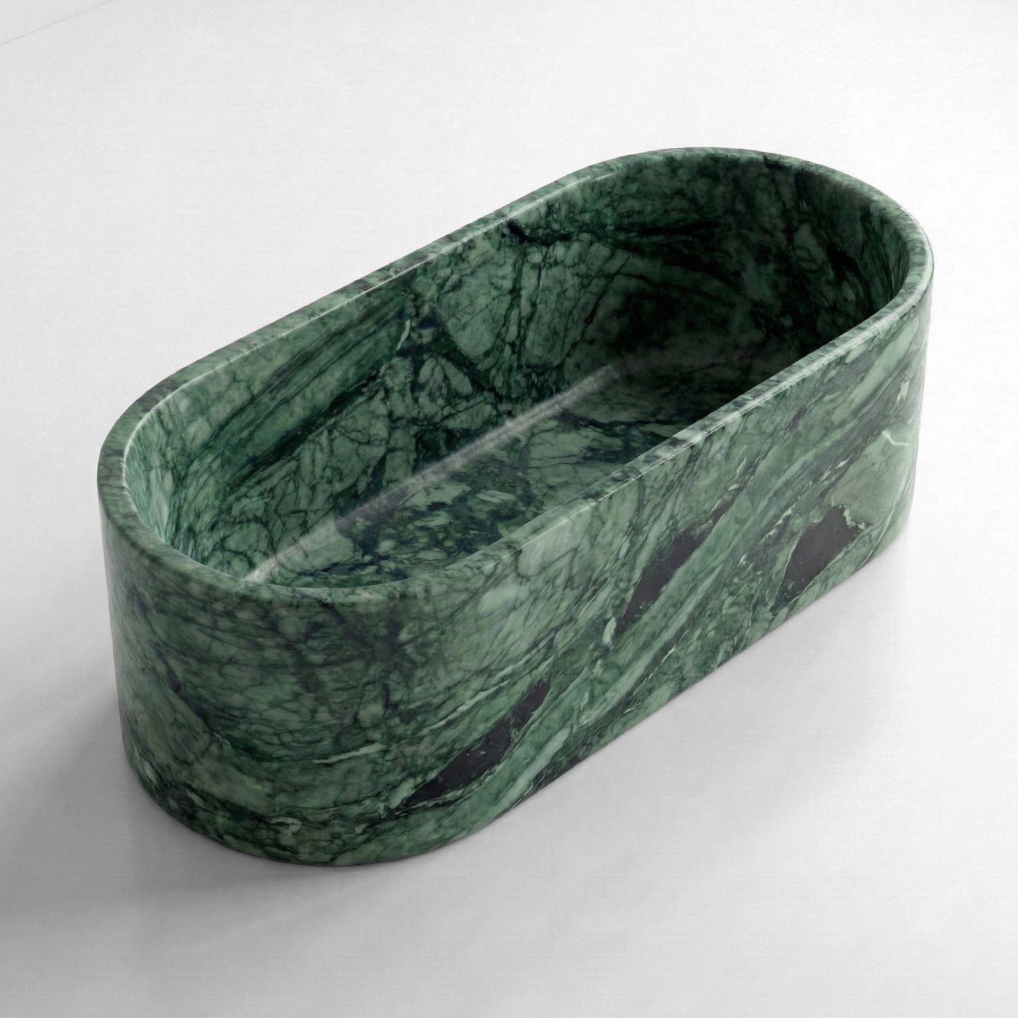 Green Guatemala Marble Freestanding Bathtub - Elliptical