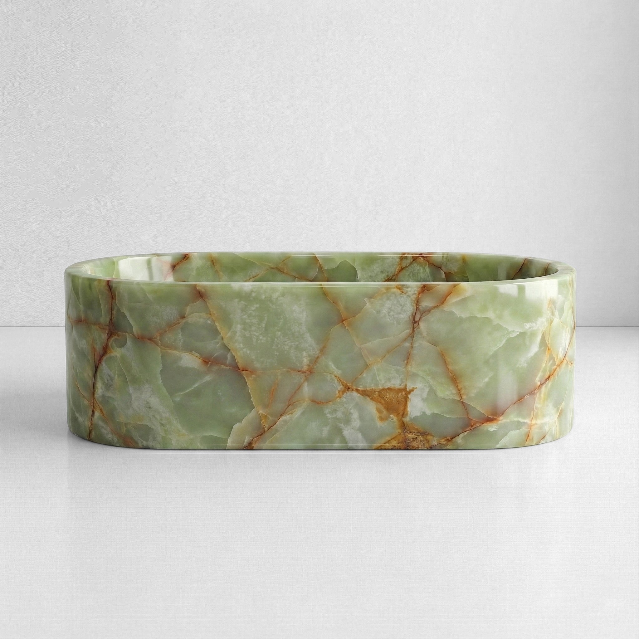 Green Onyx Freestanding Bathtub - Elliptical
