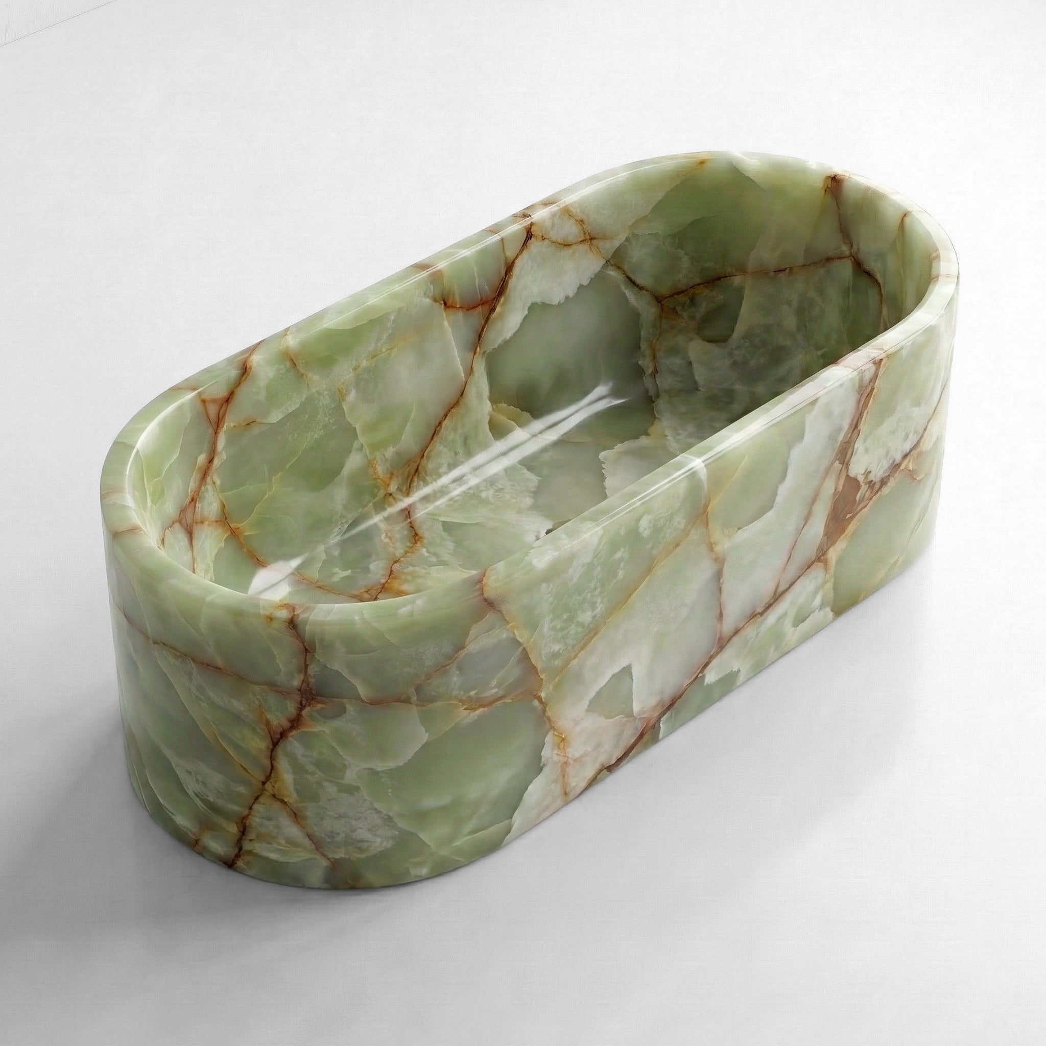 Green Onyx Freestanding Bathtub - Elliptical