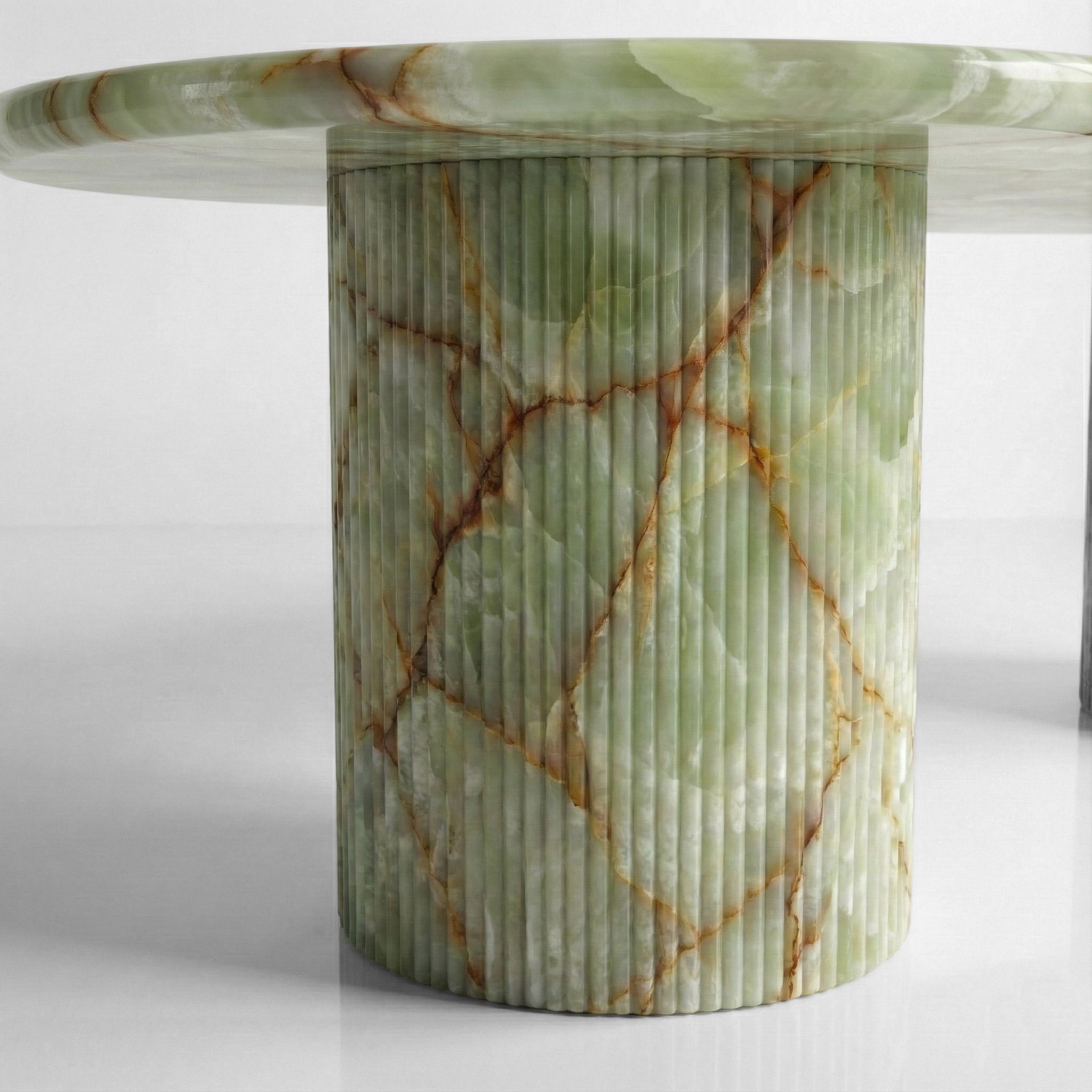 Green Onyx Oval Dining Table - Fluted