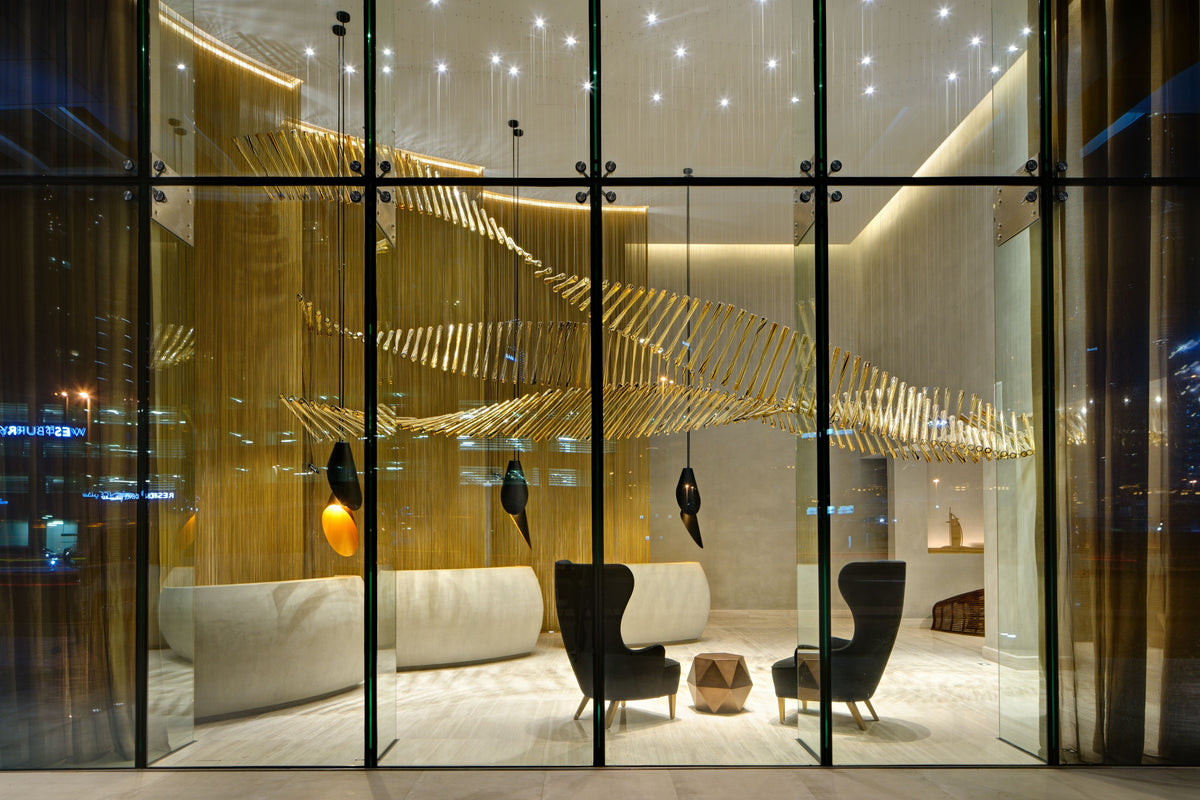 Hollow Amber Glass Tube Project Installation project lighting view 7