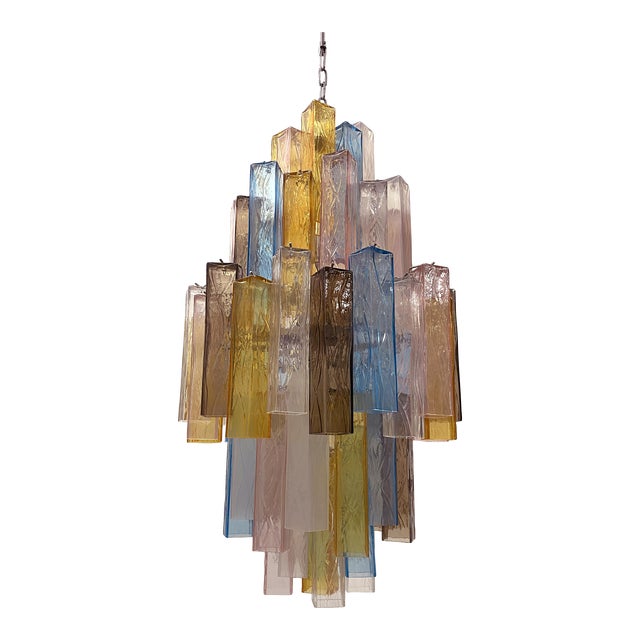 VORELLI Udine Squares Murano Glass Staircase Chandelier - Squares Murano Glass image 1