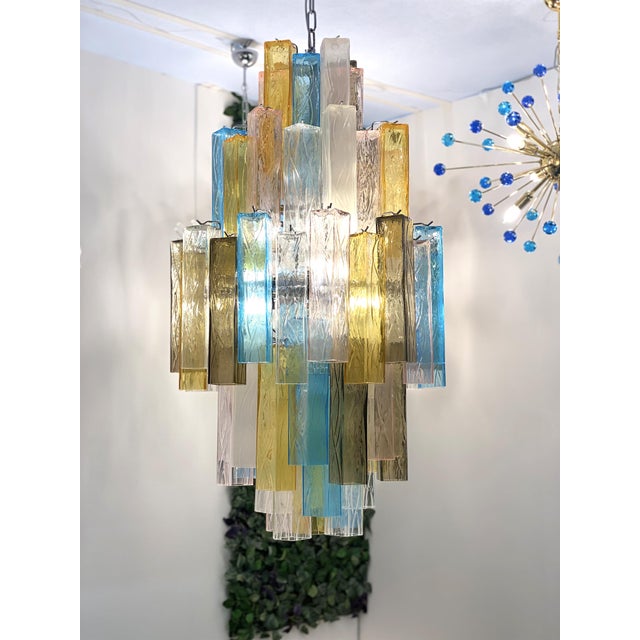 VORELLI Udine Squares Murano Glass Staircase Chandelier - Squares Murano Glass image 2